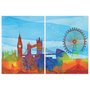 Kit 2 Quadros em Telas Canvas London Aquarela