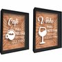 Kit 2 Quadros - Porta Grão de Café  Café Para Mudar o Que Posso e Porta Rolha Vinho Para Aceitar o Que Não Posso