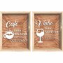 Kit 2 Quadros - Porta Grão de Café  Café Para Mudar o Que Posso e Porta Rolha Vinho Para Aceitar o Que Não Posso