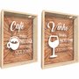 Kit 2 Quadros - Porta Grão de Café  Café Para Mudar o Que Posso e Porta Rolha Vinho Para Aceitar o Que Não Posso