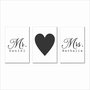Kit 3 Placas Decorativas Com o Nome do Casal Personalizado MR e MRS