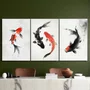 Kit 3 Placas Decorativas Koi Pintura de Carpas Nishikigoi no Estilo Sumiê