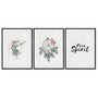 Kit 3 Quadros em Telas Canvas Frase "Free Spirit" Boho Style