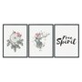 Kit 3 Quadros Frase: "Free Spirit" Boho Style