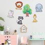 Kit Placas Decorativas Para Quarto Infantil Tema Animais Fofinhos da Floresta - 6 Peças