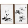 Kit Quadros Decorativos Meiso Orquídea Florescendo no Estilo Sumie