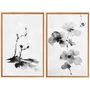 Kit Quadros Decorativos Meiso Orquídea Florescendo no Estilo Sumie