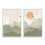 Kit Quadros Decorativos Pássaros nas Montanhas E Sol Aquarela