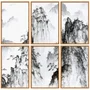 Kit Quadros Decorativos Yama Pintura de Montanhas no Estilo Sumiê