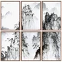 Kit Quadros Decorativos Yama Pintura de Montanhas no Estilo Sumiê