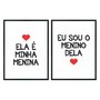 Kit Quadros Ela é Minha Menina Eu Sou o Menino Dela Branco, Vermelho
