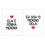 Kit Quadros Ela é Minha Menina Eu Sou o Menino Dela Branco, Vermelho