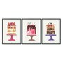 Kit Trio de Quadros Bolos Coloridos e Gostosos Watercolor