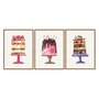 Kit Trio de Quadros Bolos Coloridos e Gostosos Watercolor