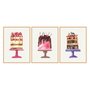 Kit Trio de Quadros Bolos Coloridos e Gostosos Watercolor
