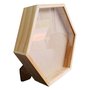 Moldura Caixa Alta Hexagonal com Vidro para Quadros Quilling e Scrapbook Mais Fundo em Mdf com Suporte - 1,5x6,5