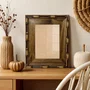 Moldura Chanfrada com Relevo de Bambu em Madeira Pinus para Quadros e Fotos com Fundo Mdf e Frente em Vidro -  5,4x2,1