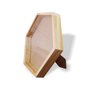 Moldura Hexagonal Caixa Alta com Vidro para Quadros Quilling e Scrapbook Mais Fundo em Mdf com Suporte - 1,5x4,5