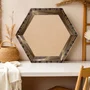 Moldura Hexagonal Chanfrada com Relevo de Bambu em Madeira Pinus para Quadros e Fotos com Fundo Mdf -  5,4x2,1