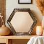 Moldura Hexagonal Chanfrada com Relevo de Bambu em Madeira Pinus para Quadros e Fotos com Fundo Mdf e Frente em PVC Antirreflexo -  5,4x2,1