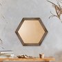 Moldura Hexagonal Com Gravação De Folhagens Com Fundo MDF E Frente Em PVC Antirreflexo- 4,5x2