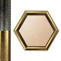 Moldura Hexagonal Com Moldura Chanfrada Com Padrão Oval Gravado Em Relevo E Efeito Aço Metal Escovado Com Fundo MDF e Frente Em PVC Antirreflexo - 4,6x2,1