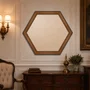 Moldura Hexagonal de Madeira Clássica com Detalhes Gravados para Quadros e Fotos com Fundo Mdf e Frente em PVC Antirreflo - 3,2x1,5