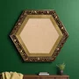 Moldura Hexagonal Efeito Escovado Fino e Gravação de Curvas Fluidas para Quadros e Fotos com Fundo Mdf - 7,1x2,8