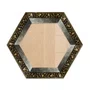 Moldura Hexagonal Efeito Escovado Fino e Gravação de Curvas Fluidas para Quadros e Fotos com Fundo Mdf e Frente em Vidro - 7,1x2,8