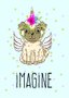 Placa Decorativa Cachorro Com Cifre De Unicôrnio Frase: "Imagine"