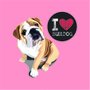 Placa Decorativa Cachorro Frase: "I Love Bulldog" Salmão