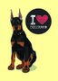 Placa Decorativa Cachorro Frase: "I Love Doberman" Amarelo