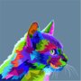 Placa Decorativa Gato Fofo Pop Art  e Colorido Cinza