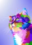 Placa Decorativa Gato Fofo Pop Art e Colorido Roxo