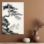 Placa Decorativa Ki Pintura de Árvore no Estilo Sumiê