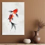 Placa Decorativa Koi Pintura de Carpa Nishikigoi Laranja no Estilo Sumiê