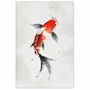 Placa Decorativa Koi Pintura de Carpa Nishikigoi Laranja no Estilo Sumiê