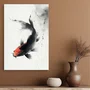 Placa Decorativa Koi Pintura de Carpa Nishikigoi Preta no Estilo Sumiê