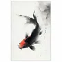 Placa Decorativa Koi Pintura de Carpa Nishikigoi Preta no Estilo Sumiê