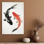 Placa Decorativa Koi Pintura de Carpas Nishikigoi no Estilo Sumiê