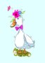 Placa Decorativa Pato Branco Com Flores Na Cabeça E Gravata Borboleta