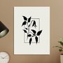 Placa Decorativa Ramo Com Flor Minimalista Estilo Japandi