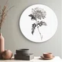 Placa Decorativa Redonda Kiku Pintura de Flor Ornamental Crisântemo no Estilo Sumiê