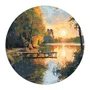 Placa Decorativa Redonda Píer ao Entardecer de Outono