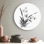 Placa Decorativa Redonda Ran Pintura de Flor Ornamental Orquídea no Estilo Sumiê