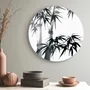 Placa Decorativa Redonda Take Pintura de Bambu no Estilo Sumiê