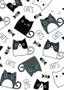 Placa Decorativa Vários Gatinhos Em Preto e Branco Frase: "Cats"