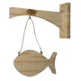 Placa Mão Francesa Decorativa Peixe em Madeira Pinus Estilo Náutico e Base para Artesanato