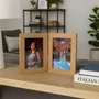 Porta-Retrato Duplo Articulado com Dobradiça Com Fundo em MDF e Frente em Acetato - 2x1
