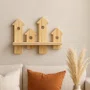 Prateleira de Parede com Casinhas de Passarinhos em Madeira Pinus – Ideal para Artesanato DIY, Decoração de Casa e Jardim